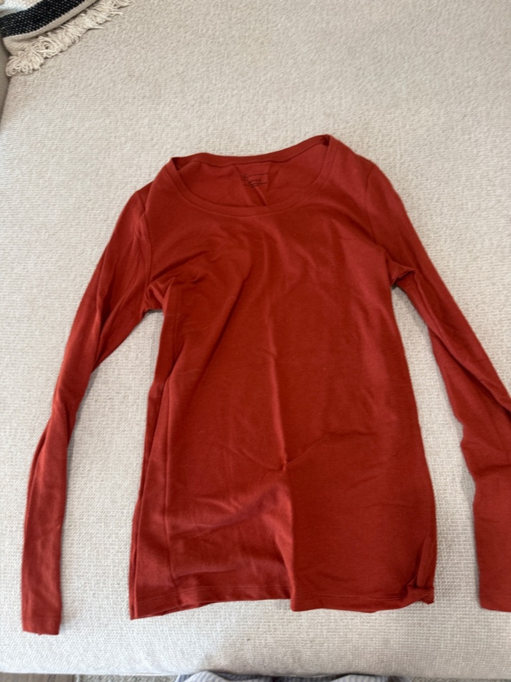 Women's Long Sleeve Scoop Neck Top - Rust